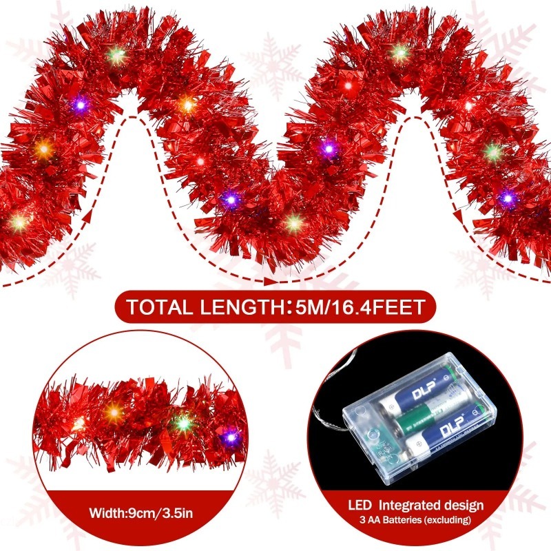 1 шт. 5 м. Рождественская гирл – обзор и цена Tinsel Garland Decoration